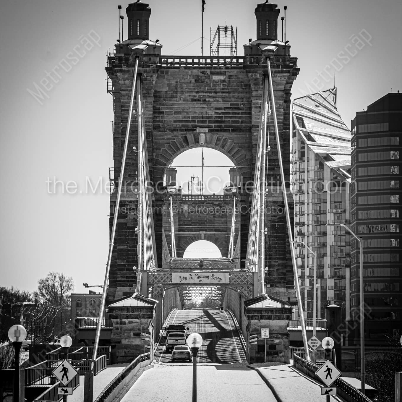 The Roebling Bridge with Snow Cover Wall Art square crop