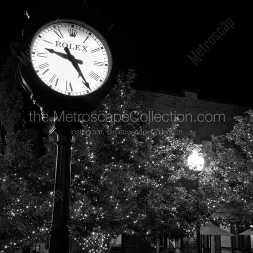 The Rolex Clock on Main Street in Park City -- Park City Black and White Wall Art