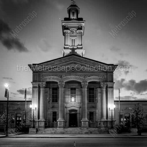 Matte Black WOOD Framed Black and White Chillicothe Photograph: The Ross County Courthouse in Chillicothe in a Square Matte Black Wood Frame