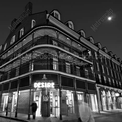 The Royal Sonesta Desire Hotel -- New Orleans Black and White Wall Art