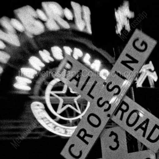 Railroad Crossing before Riverwalk -- New Orleans Black and White Wall Art