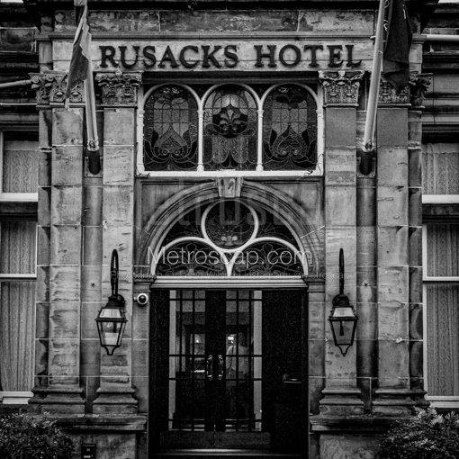 The Rusacks Hotel in St Andrews Scotland -- St Andrews Black and White Wall Art