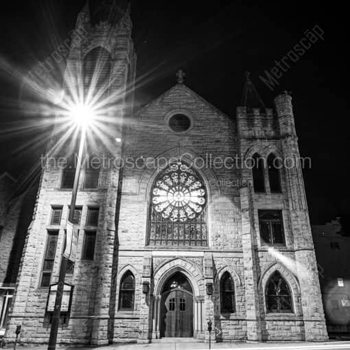 Saint James Church at Night -- Wheeling WV Black and White Wall Art