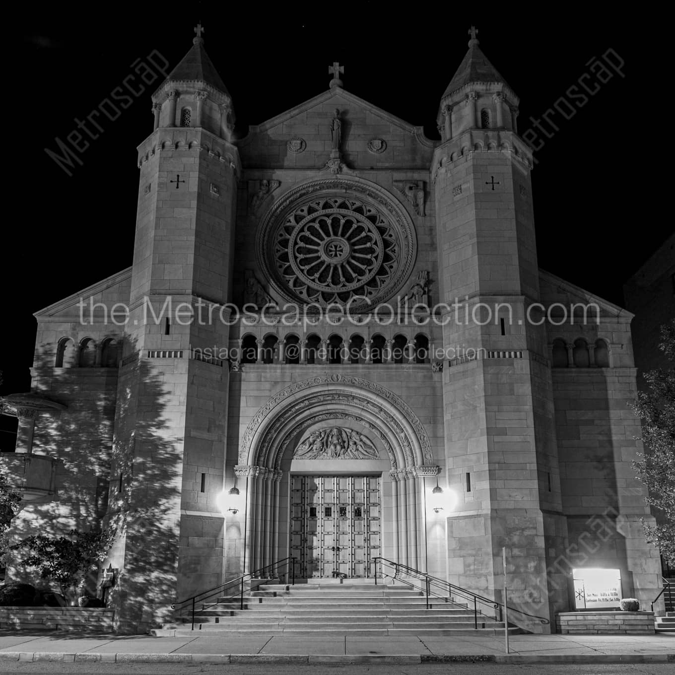 Saint Joseph Church at Night Wall Art square crop