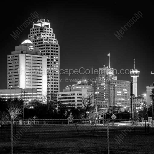 The San Antonio Skyline -- San Antonio Black and White Wall Art