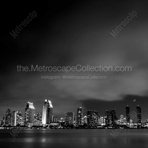 The San Diego Skyline under a Marine Fog Layer -- San Diego Black and White Wall Art