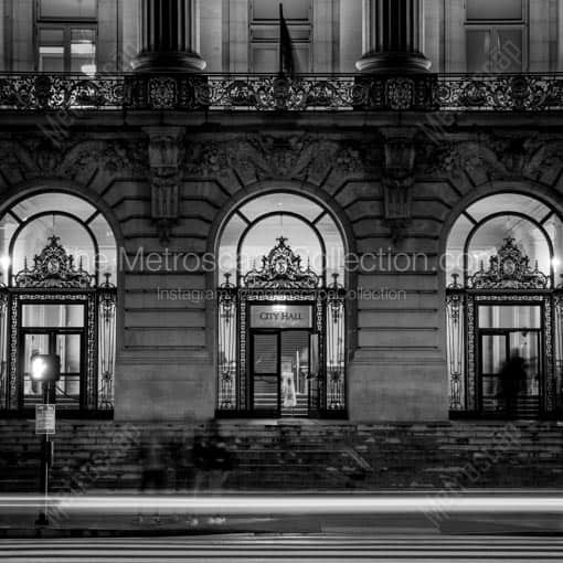 San Francisco City Hall at Night -- San Francisco Black and White Wall Art