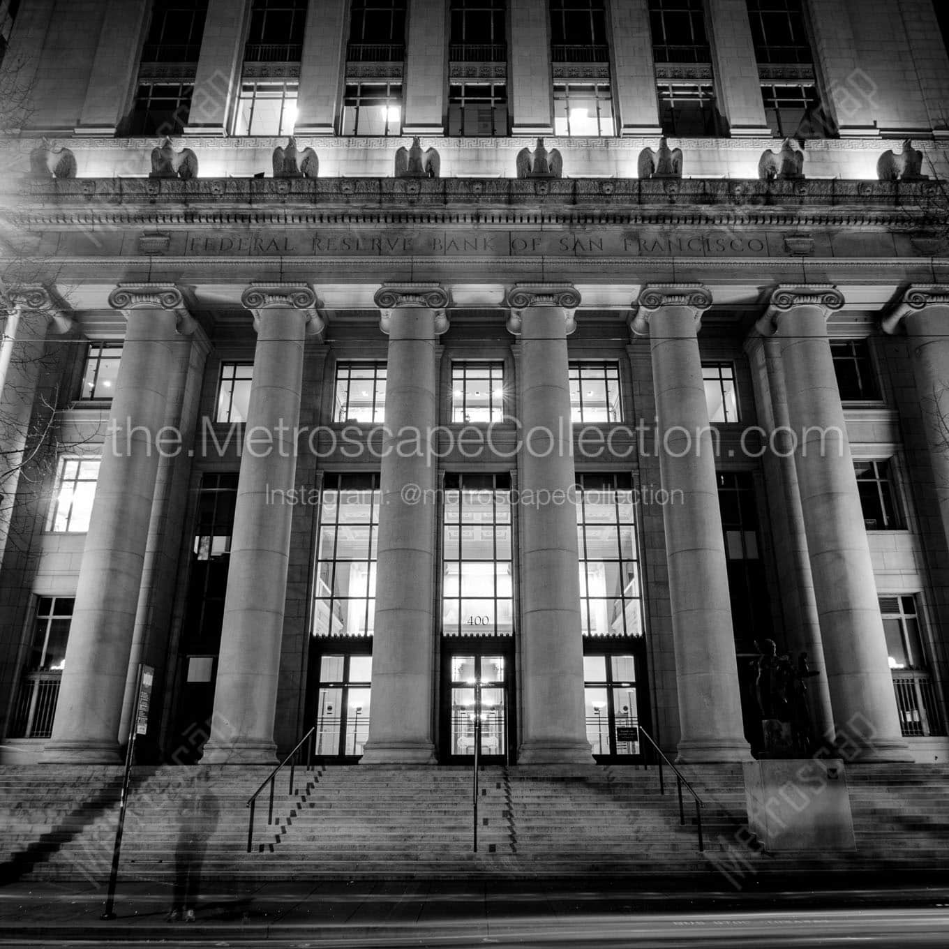 The San Francisco Federal Reserve Building at Night Wall Art square crop