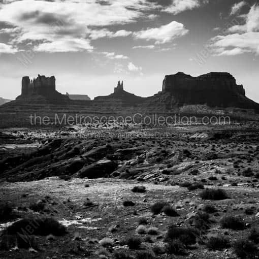 The Sandstone Mittens of Monument Valley -- Monument Valley Black and White Wall Art