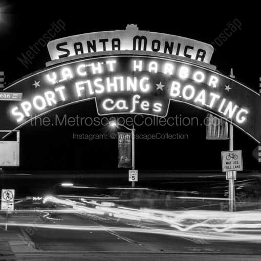 The Santa Monica Pier -- Los Angeles Black and White Wall Art