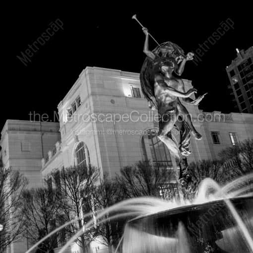 The Fountain Outside of the Schermerhorn Symphony Center -- Nashville Black and White Wall Art