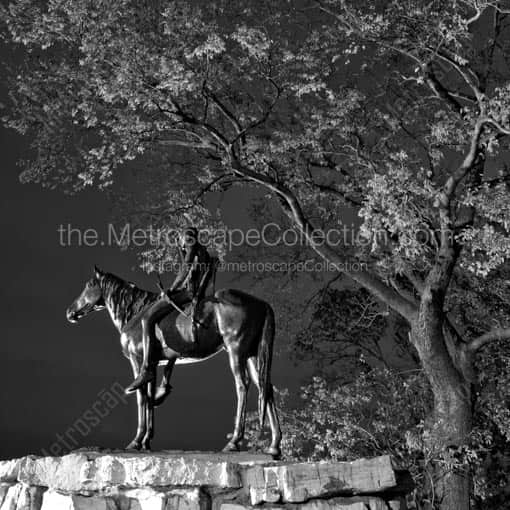 The Scout Statue in Penn Valley Park -- Kansas City Black and White Wall Art