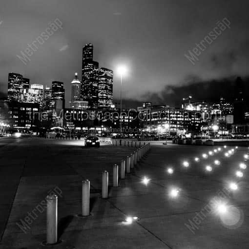 The Seattle Skyline from Qwest Parkling Lot -- Seattle Black and White Wall Art