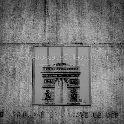 A Sign above the Arc de Triomphe Tunnel -- Paris Black and White Wall Art