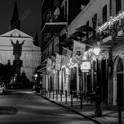 A Silhouette of Christ on St Louis Cathedral -- New Orleans Black and White Wall Art