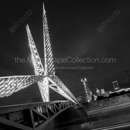 The SkyDance Bridge over I-40 -- Oklahoma City Black and White Wall Art