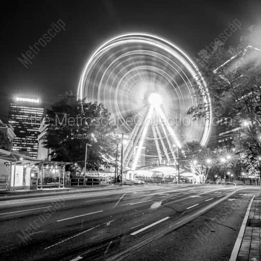 The Skyview Atlanta Ferris Wheel near Centennial Olympic Park -- Atlanta Black and White Wall Art