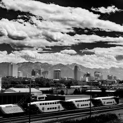 The Salt Lake City Skyline -- Salt Lake City Black and White Wall Art
