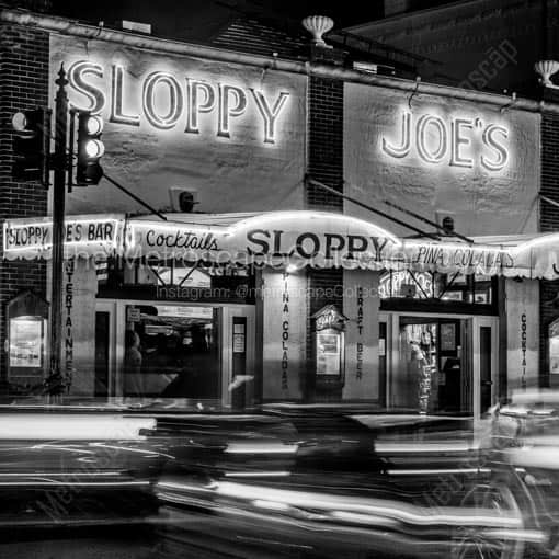 Sloppy Joes Bar at Night -- Key West Black and White Wall Art