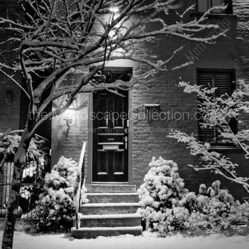 A Snowy Home on Fifth Street in German Village -- Columbus Black and White Wall Art