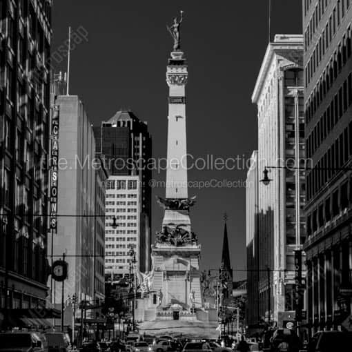 Soldiers and Sailors Monument from Meridian Street -- Indianapolis Black and White Wall Art