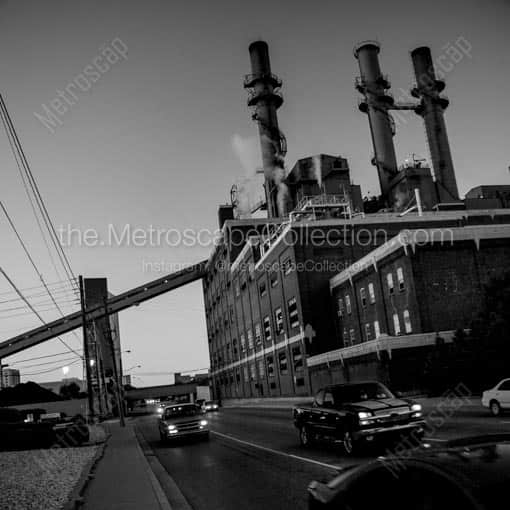 South West Street and Citizens Thermal -- Indianapolis Black and White Wall Art