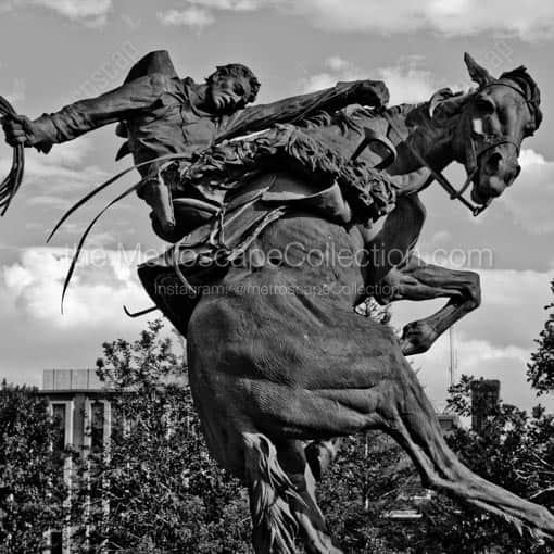 The Spirit of Wyoming Statue -- Cheyenne Black and White Wall Art