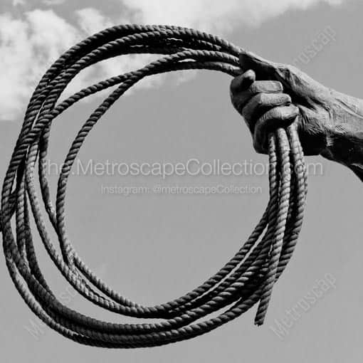 A Spool of Rope in Cowboy's Hand -- Cheyenne Black and White Wall Art