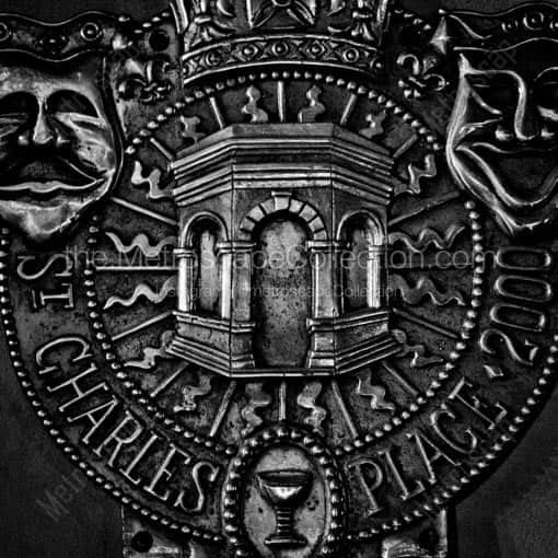 St. Charles Place Relief Seal -- New Orleans Black and White Wall Art