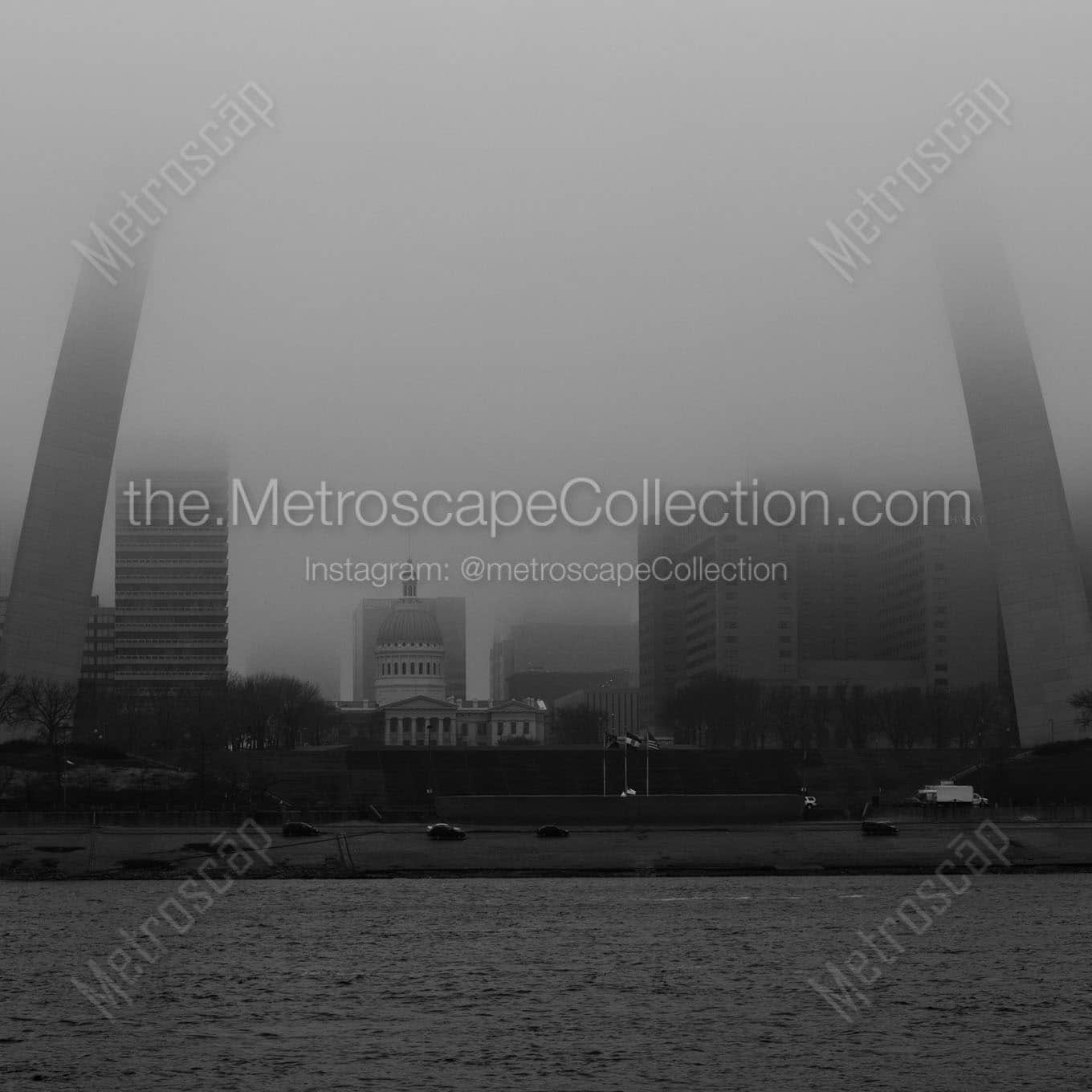 The St Louis Arch under Heavy Fog Wall Art square crop