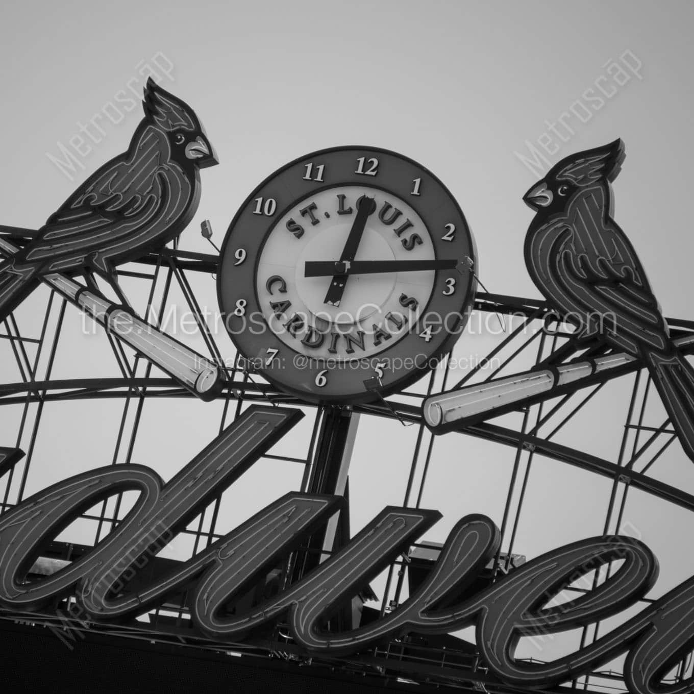 The St Louis Cardinals Clock in Busch Stadium Wall Art square crop