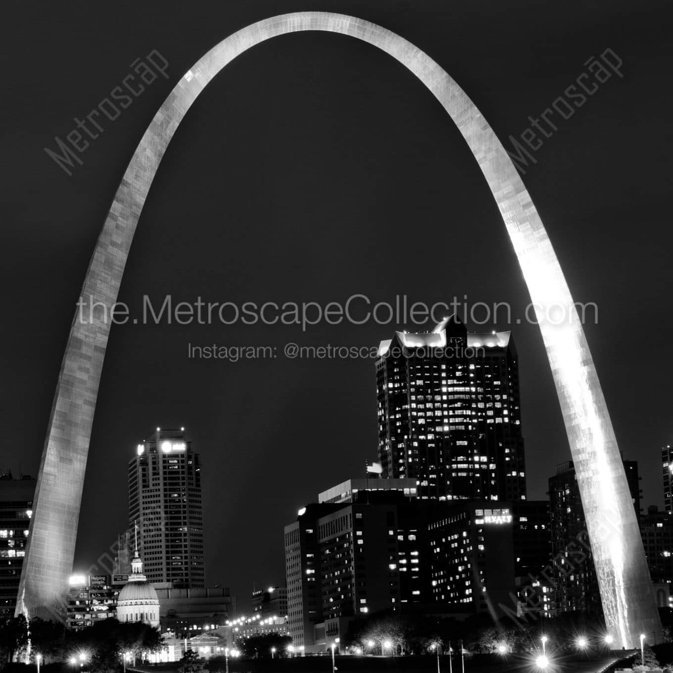 The Gateway Arch at Night Wall Art square crop