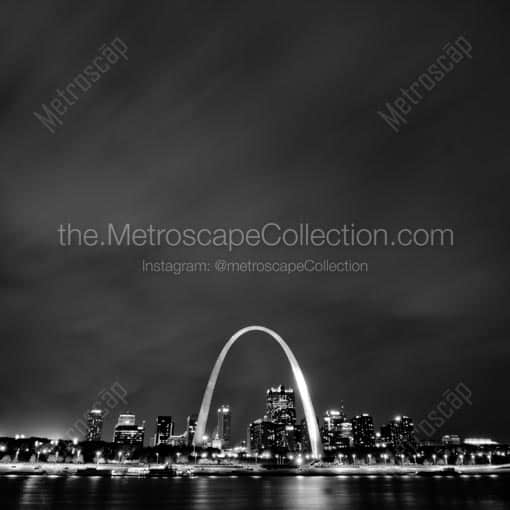 The St Louis Skyline at Night -- St Louis Black and White Wall Art