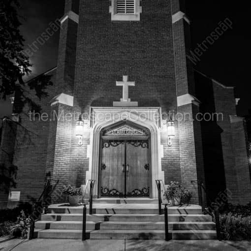 Matte Black WOOD Framed Black and White Oxford Photograph: St Mary Church in Downtown Oxford in a Square Matte Black Wood Frame