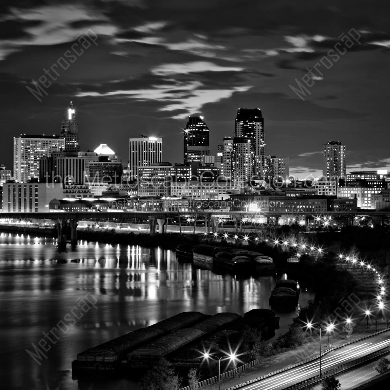 The St Paul Skyline at Night Wall Art square crop