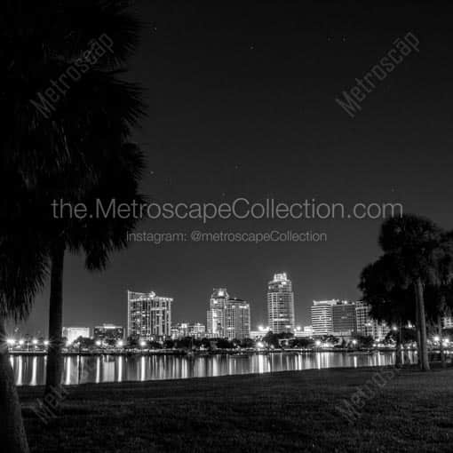 The St Petersburg Skyline from Vinoy Park -- St Petersburg Black and White Wall Art