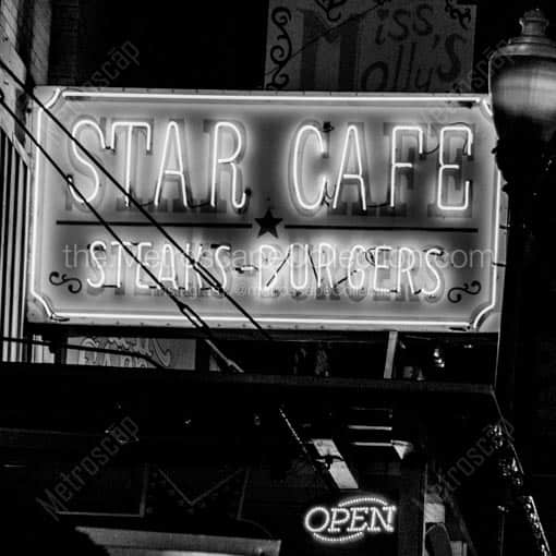 The Star Cafe in Fort Worth -- Fort Worth Black and White Wall Art