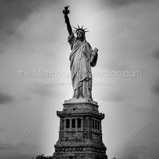 The Statue of Liberty in New York Harbor -- New York City Black and White Wall Art