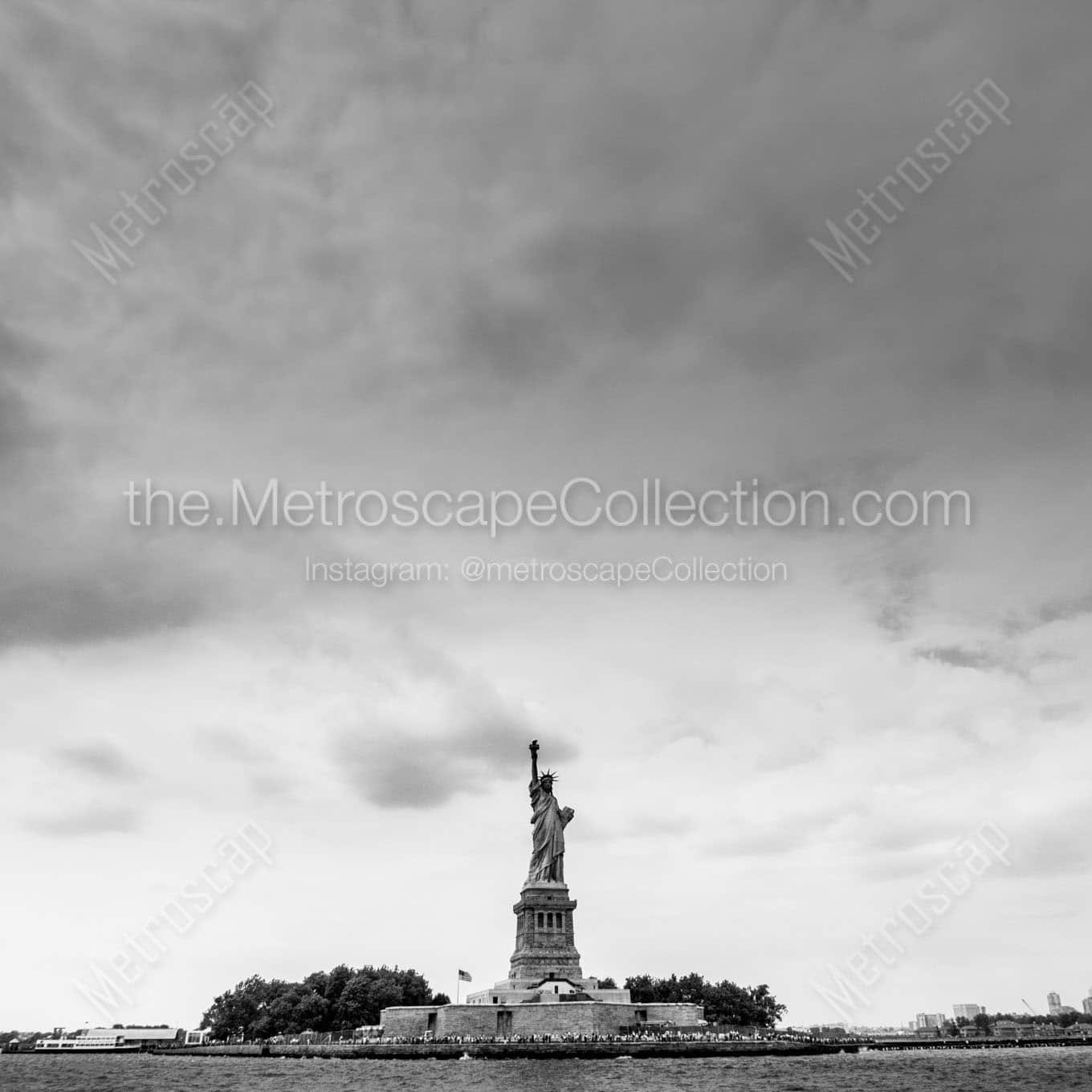 The Statue of Liberty and Liberty Island from the New York Harbor Wall Art square crop