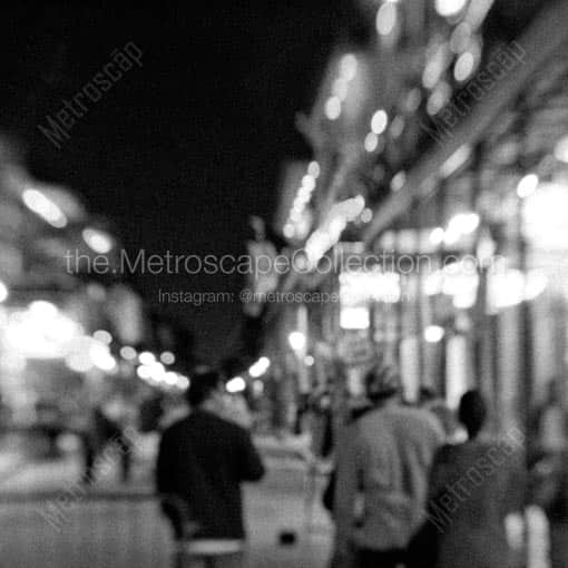 People Stroll along Bourbon Street -- New Orleans Black and White Wall Art