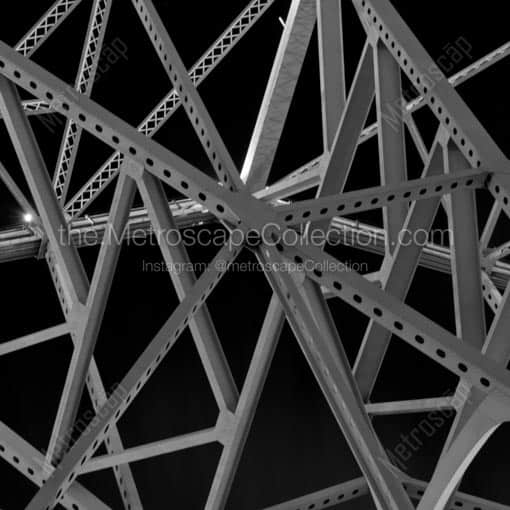 Support Beams on the Ponchartrain Expressway Bridge -- New Orleans Black and White Wall Art