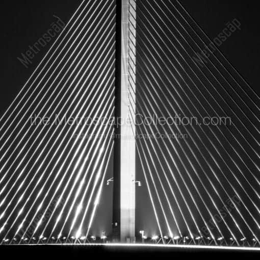 A Tight Shot of the Support Cables of the Sunshine Skyway Bridge -- St Petersburg Black and White Wall Art