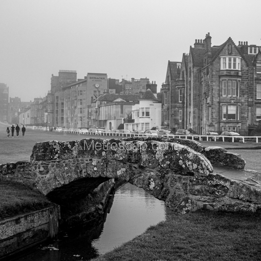The Swilcan Bridge on the Old Course at St. Andrews -- St Andrews Black and White Wall Art