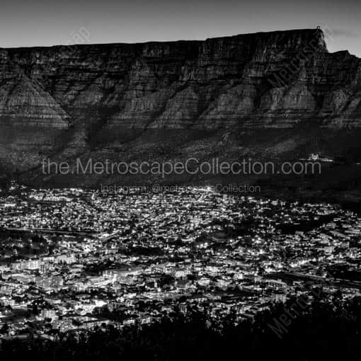 Table Mountain at Dusk -- Cape Town Black and White Wall Art