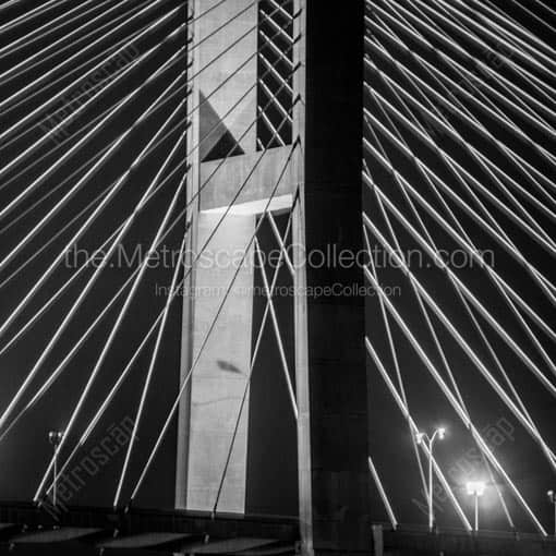 Cable Supports on the Talmadge Bridge -- Savannah Black and White Wall Art