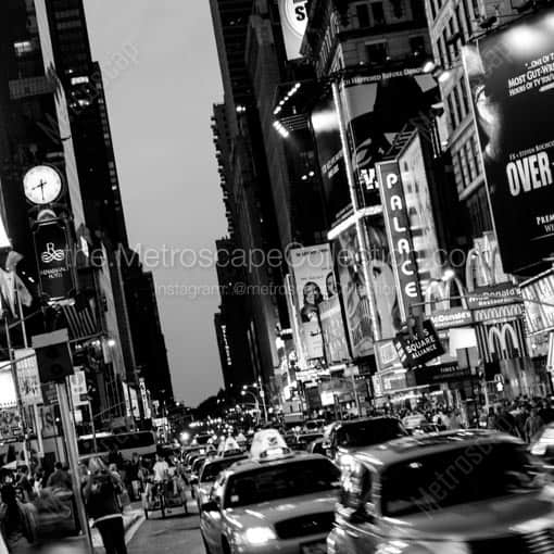 Taxi Cabs Clog Times Square in New York City -- New York City Black and White Wall Art
