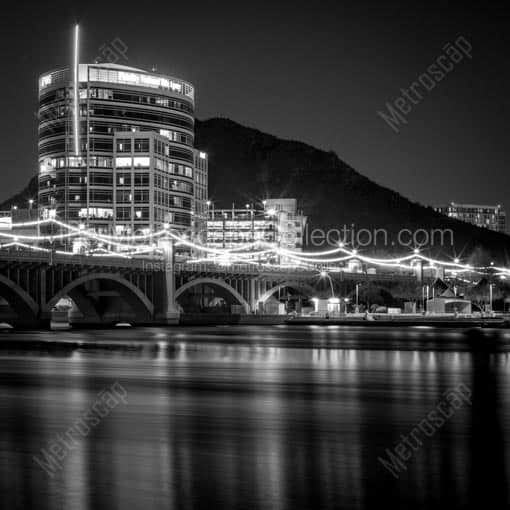 Tempe at Night -- Phoenix Black and White Wall Art