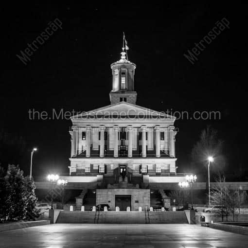 The Tennessee State Capitol Building from Victory Park -- Nashville Black and White Wall Art