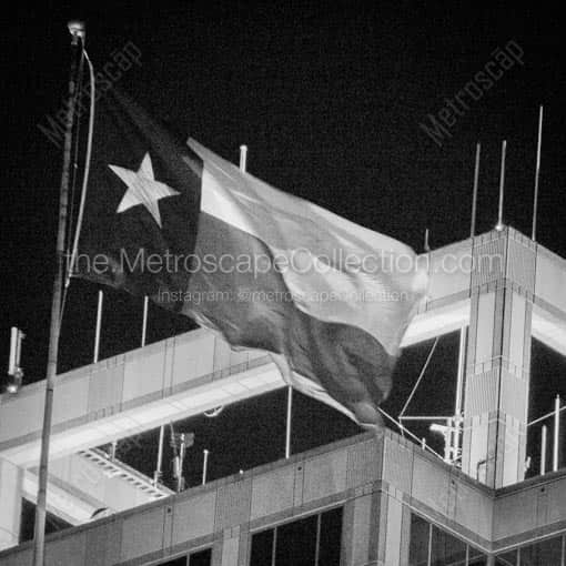 The Texas Flag at Night -- San Antonio Black and White Wall Art