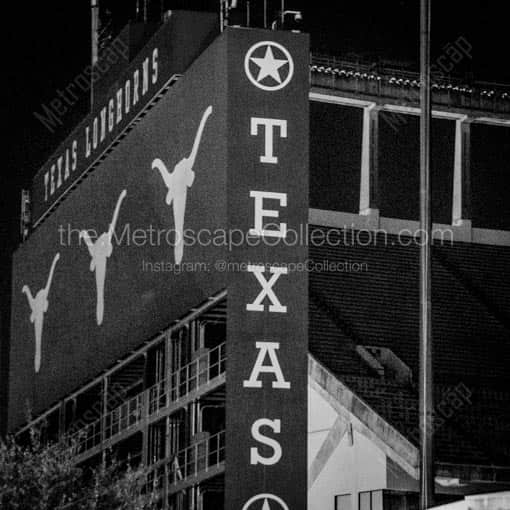 Texas Memorial Stadium -- Austin Black and White Wall Art